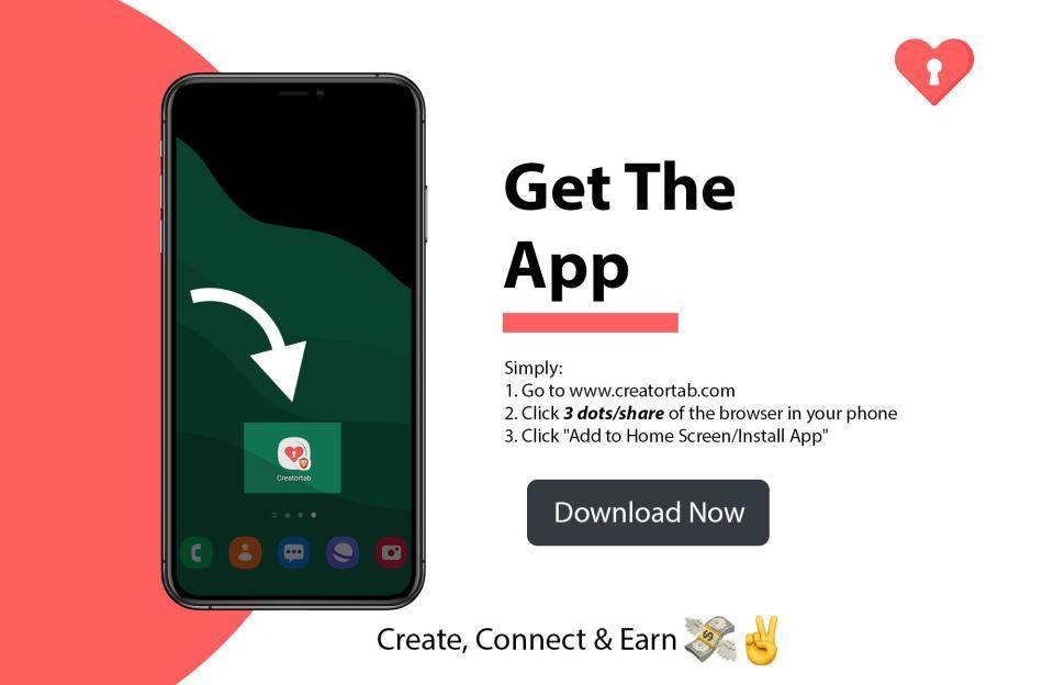 ๐๐ฎ๐๐ฒ ๐๐ผ๐ ๐ด๐ผ๐ ๐ผ๐๐ฟ ๐๐ฒ๐ฏ ๐ฎ๐ฝ๐ฝ ๐ผ๐ป ๐๐ผ๐๐ฟ ๐ต๐ผ๐บ๐ฒ ๐๐ฐ๐ฟ๐ฒ๐ฒ๐ป ๐๐ฒ๐?
Simply:
1. Go to www.creatortab.com
2. Click ๐ฏ ๐ฑ๐ผ๐๐/๐๐ต๐ฎ๐ฟ๐ฒ of the browser in your phone
3. Click "Add to Home Screen/Install App"
๐คฉAll Done๐ช๐ธ